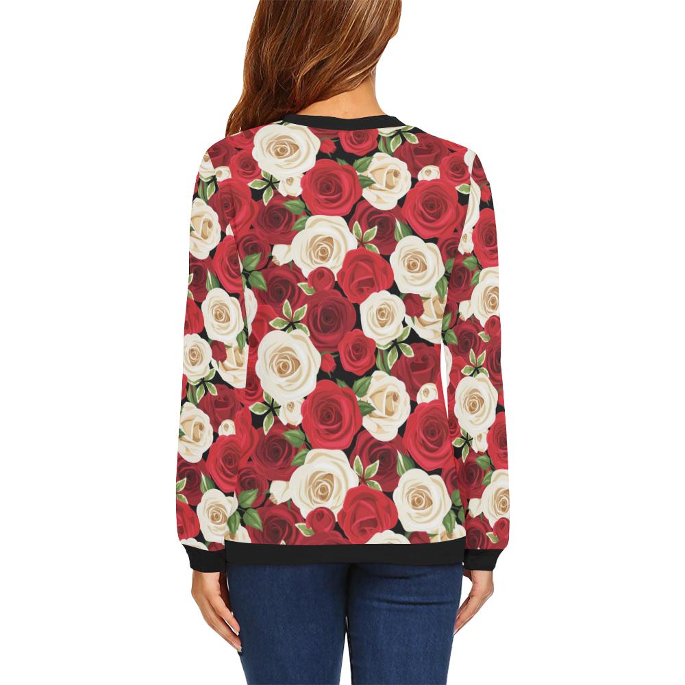 Rose Pattern Print Design RO06 Women Long Sleeve Sweatshirt-JorJune