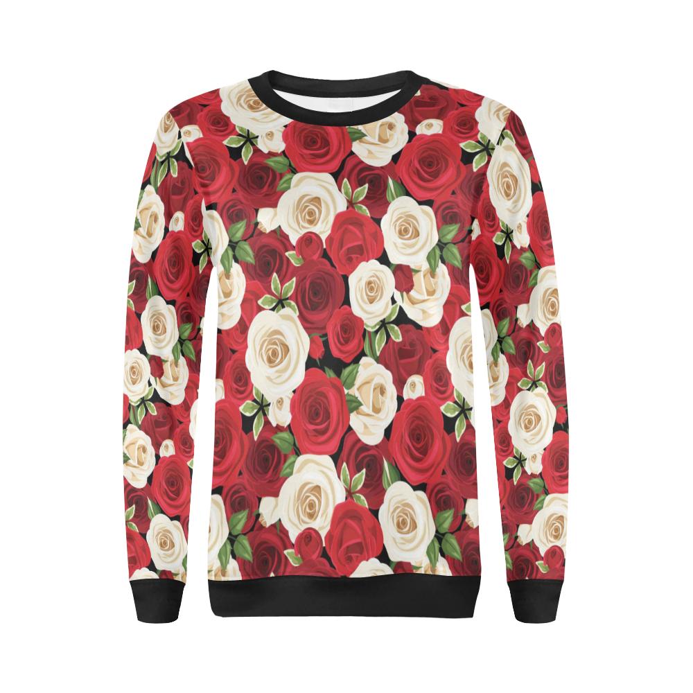 Rose Pattern Print Design RO06 Women Long Sleeve Sweatshirt-JorJune
