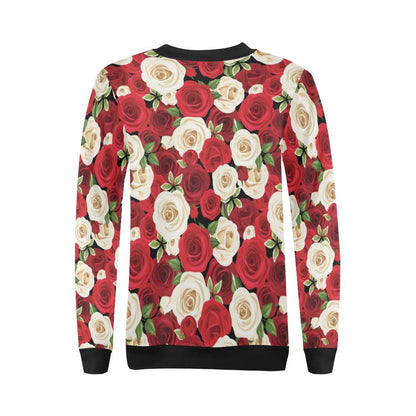 Rose Pattern Print Design RO06 Women Long Sleeve Sweatshirt-JorJune