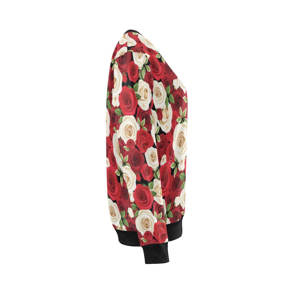 Rose Pattern Print Design RO06 Women Long Sleeve Sweatshirt-JorJune