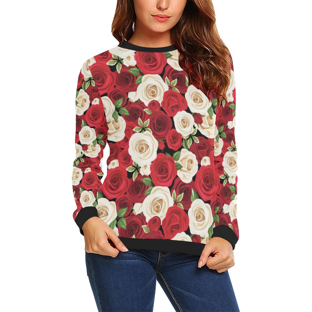 Rose Pattern Print Design RO06 Women Long Sleeve Sweatshirt-JorJune