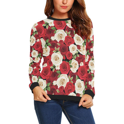 Rose Pattern Print Design RO06 Women Long Sleeve Sweatshirt-JorJune