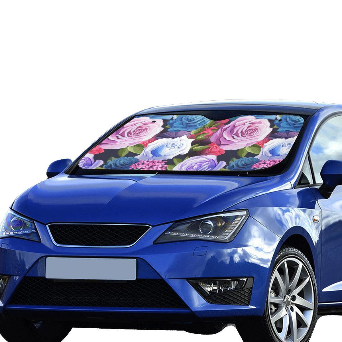 Rose Pattern Print Design RO09 Car Sun Shade-JorJune