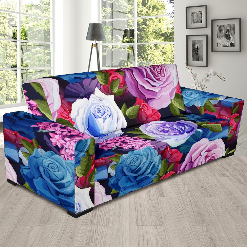 Rose Pattern Print Design RO09 Sofa Slipcover-JORJUNE.COM