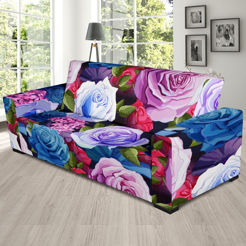 Rose Pattern Print Design RO09 Sofa Slipcover-JORJUNE.COM