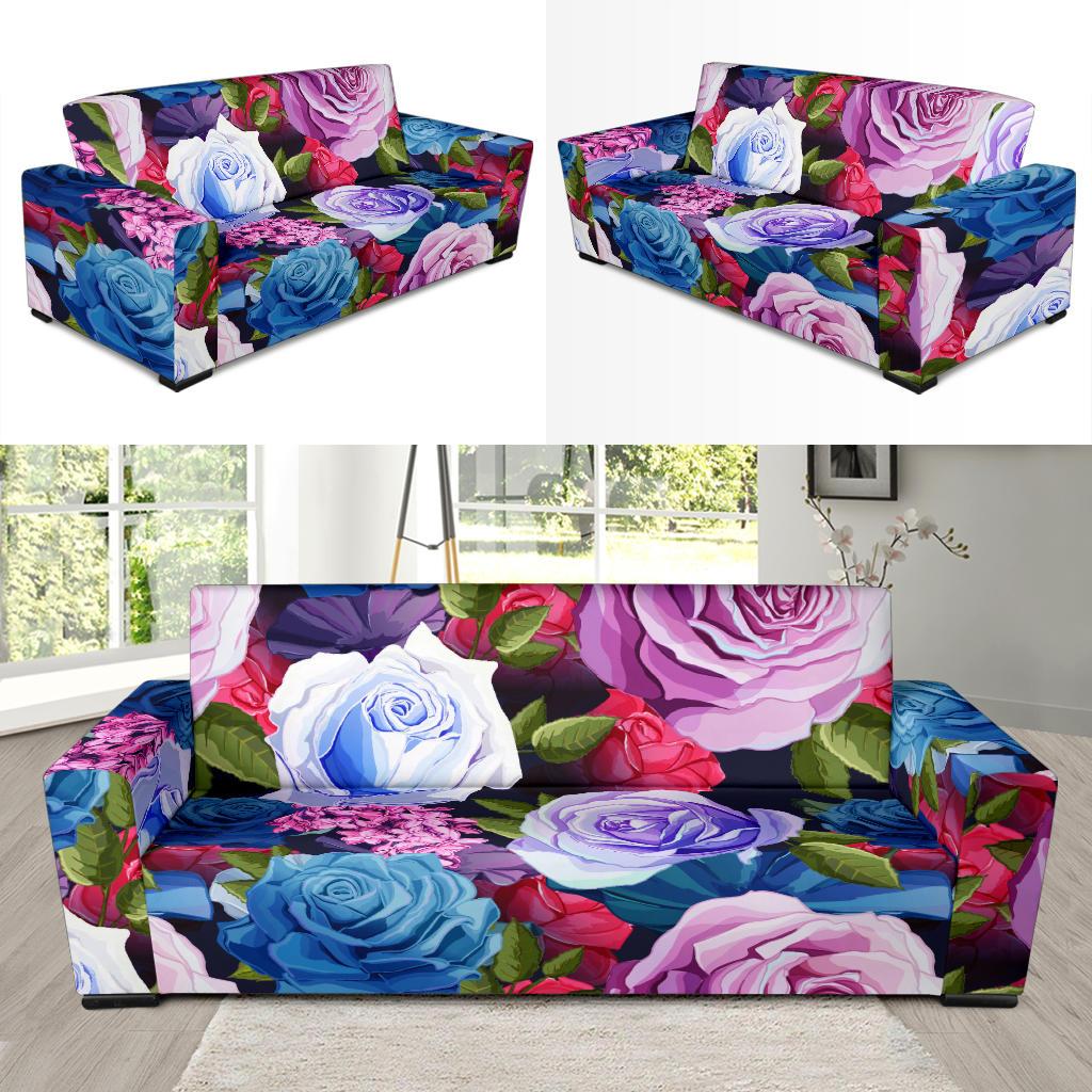 Rose Pattern Print Design RO09 Sofa Slipcover-JORJUNE.COM
