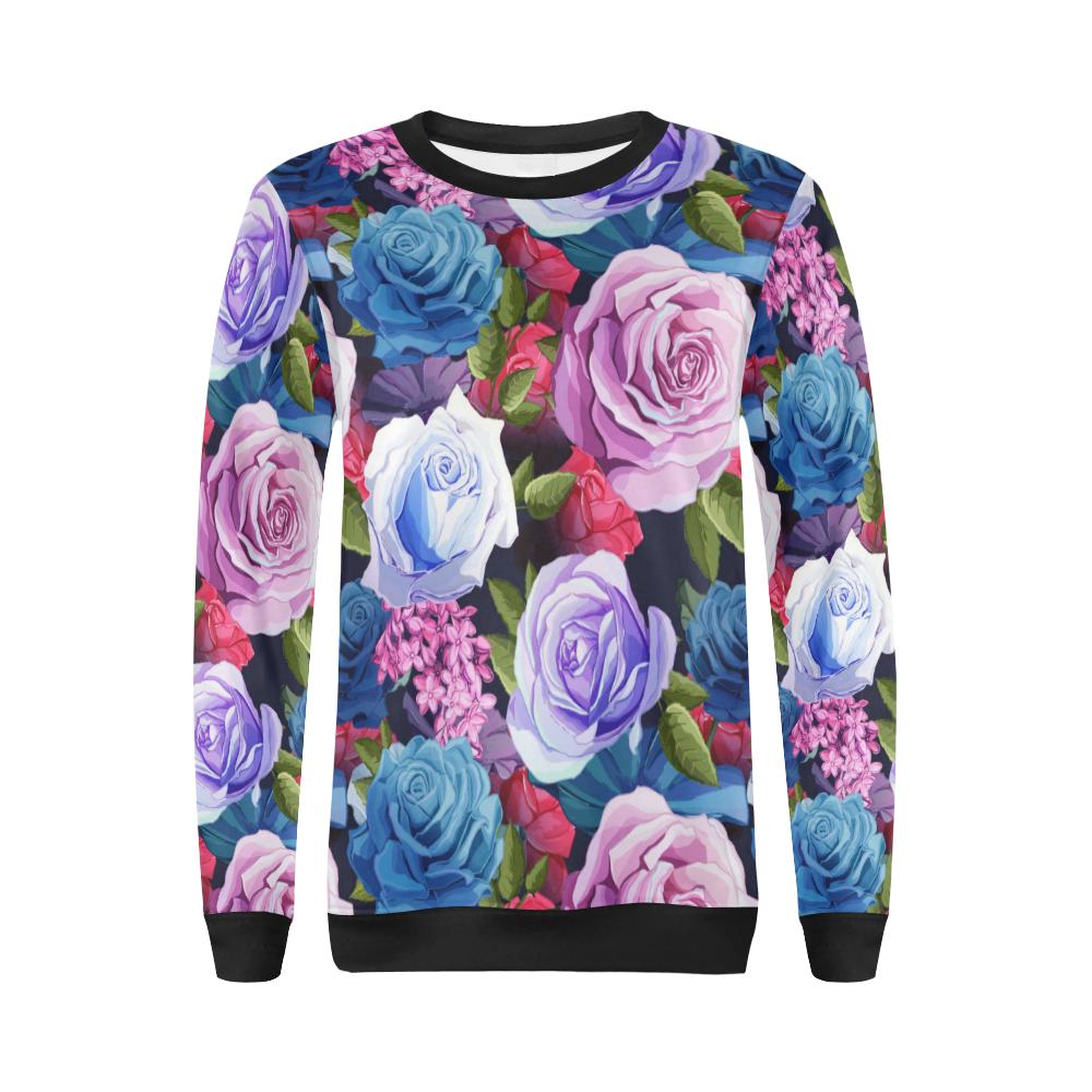 Rose Pattern Print Design RO09 Women Long Sleeve Sweatshirt-JorJune