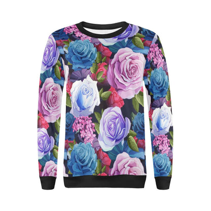 Rose Pattern Print Design RO09 Women Long Sleeve Sweatshirt-JorJune