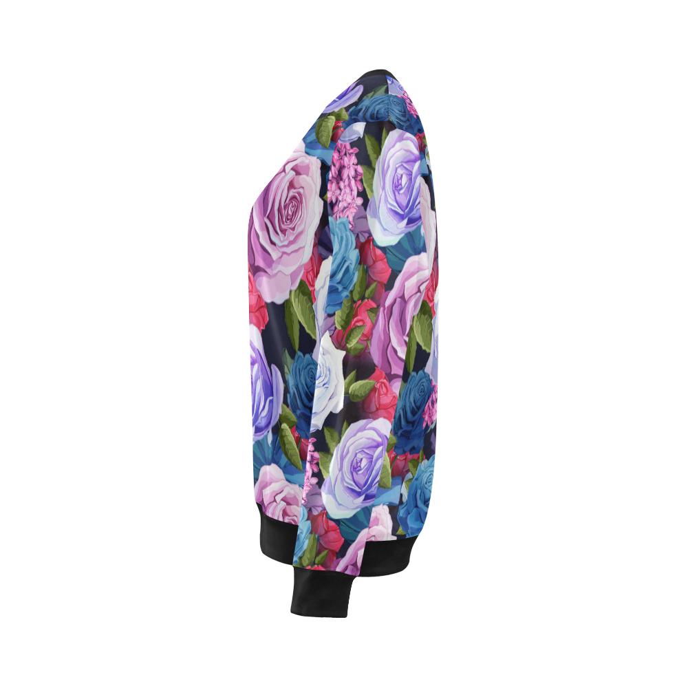 Rose Pattern Print Design RO09 Women Long Sleeve Sweatshirt-JorJune