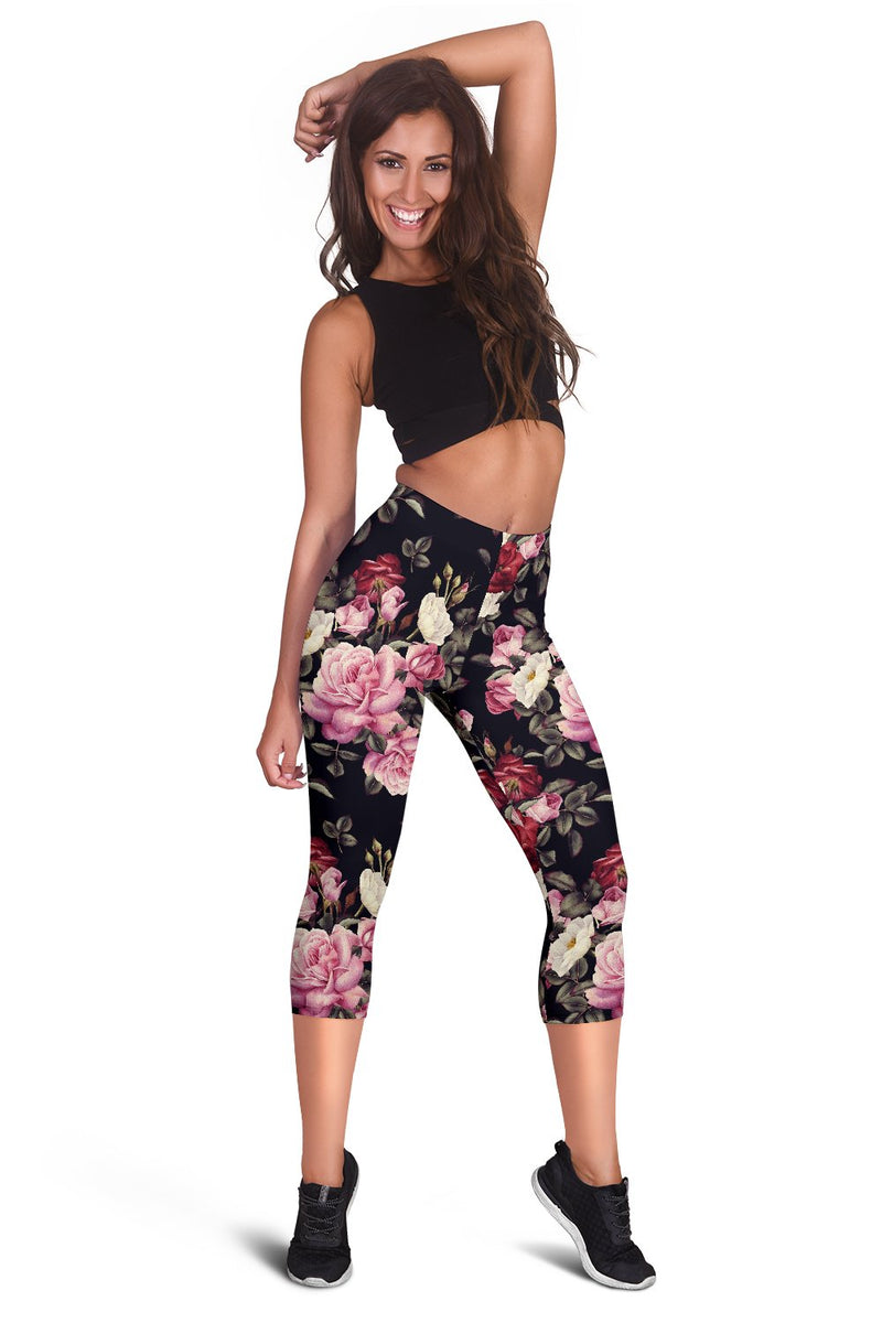 Rose Pattern Women Capris