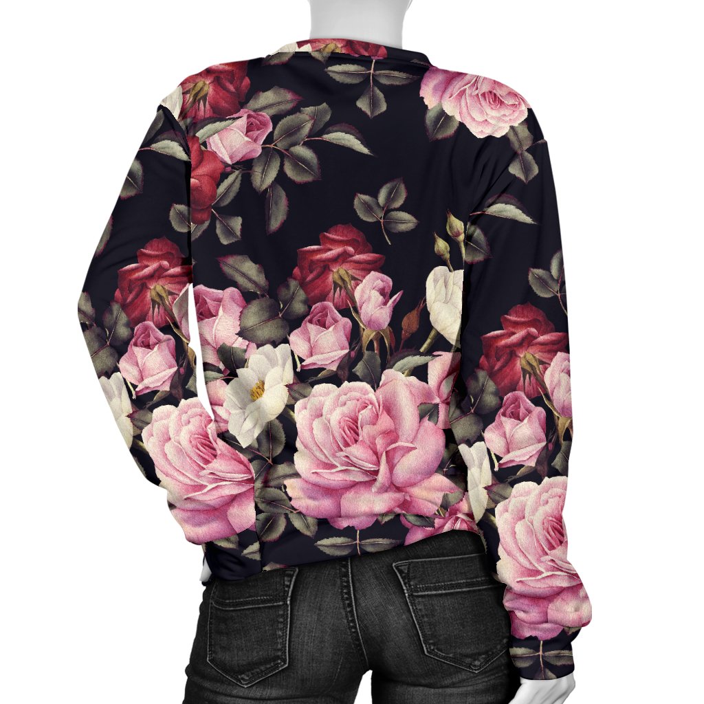 Rose Pattern Women Crewneck Sweatshirt