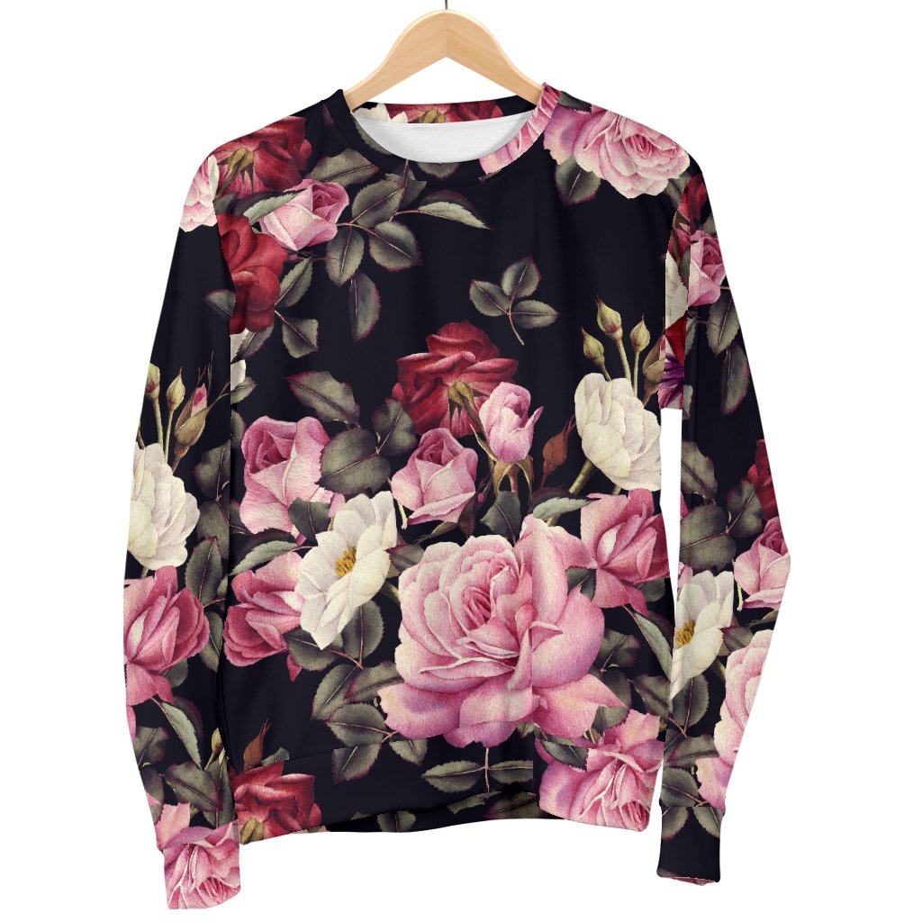 Rose Pattern Women Crewneck Sweatshirt