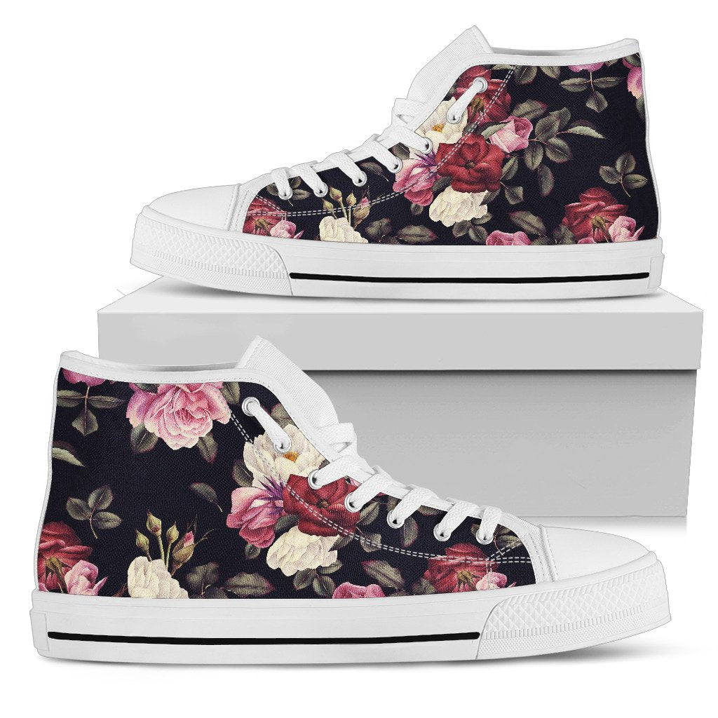 Rose Pattern Women High Top Shoes