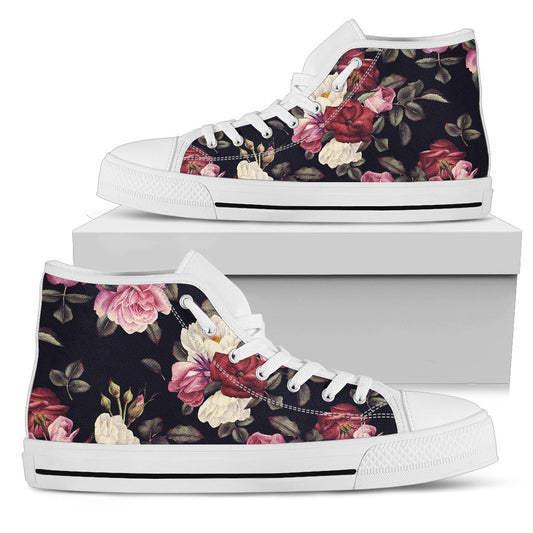 Rose Pattern Women High Top Shoes