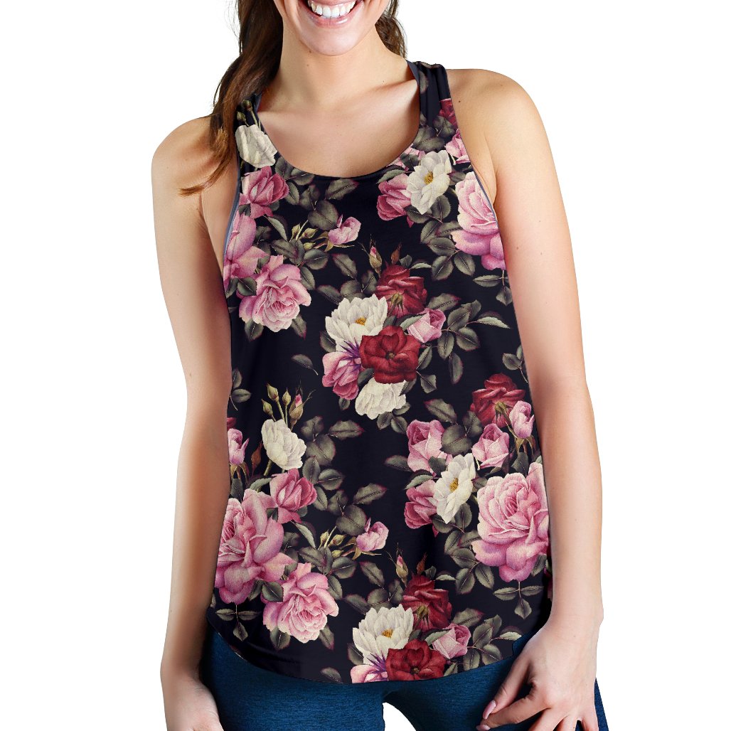 Rose Pattern Women Racerback Tank Top