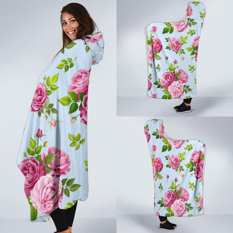 Rose Pink Pattern Print Design RO08 Hooded Blanket-JORJUNE.COM