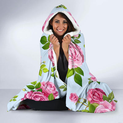 Rose Pink Pattern Print Design RO08 Hooded Blanket-JORJUNE.COM