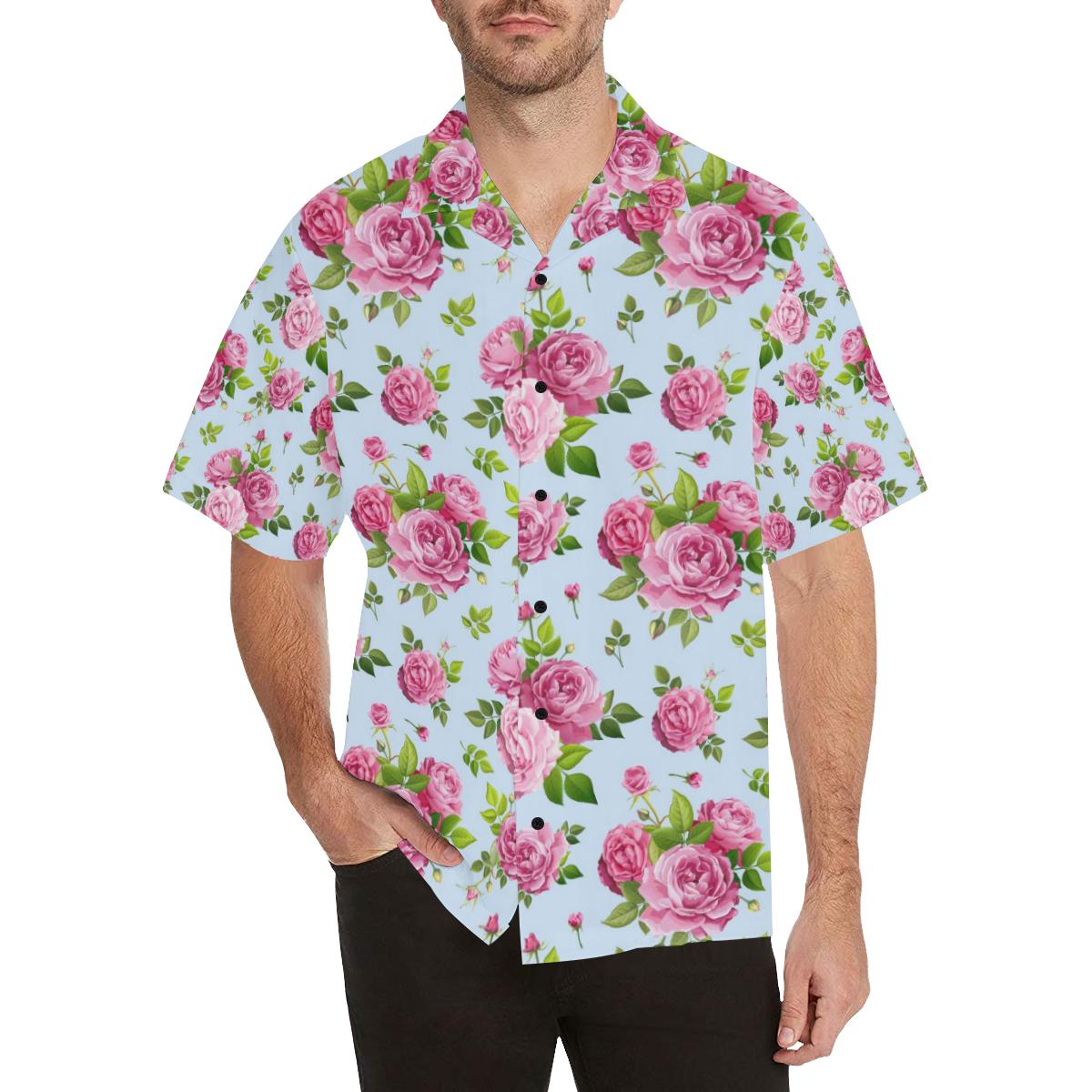 Rose Pink Pattern Print Design RO08 Men Hawaiian Shirt-JorJune