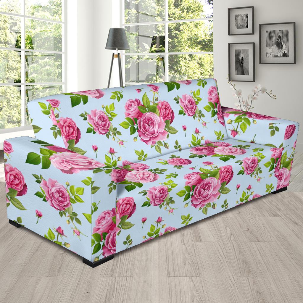 Rose Pink Pattern Print Design RO08 Sofa Slipcover-JORJUNE.COM