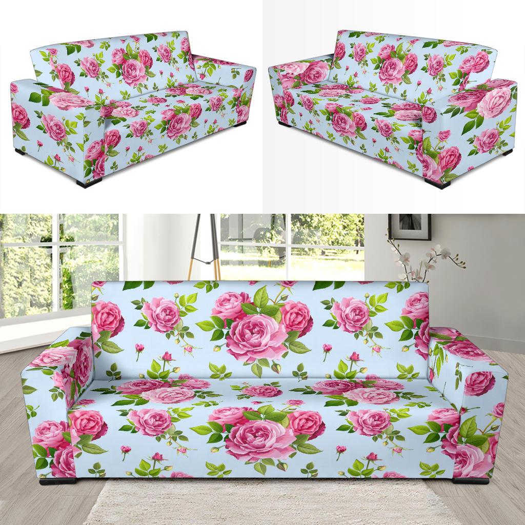 Rose Pink Pattern Print Design RO08 Sofa Slipcover-JORJUNE.COM