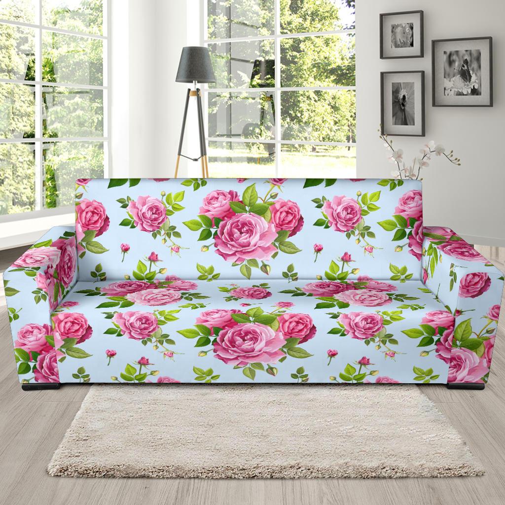 Rose Pink Pattern Print Design RO08 Sofa Slipcover-JORJUNE.COM
