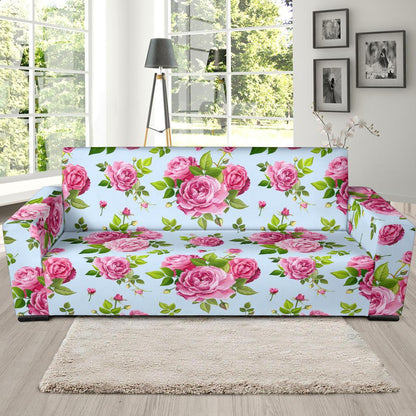 Rose Pink Pattern Print Design RO08 Sofa Slipcover-JORJUNE.COM