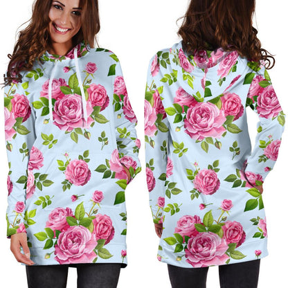 Rose Pink Pattern Print Design RO08 Women Hoodie Dress