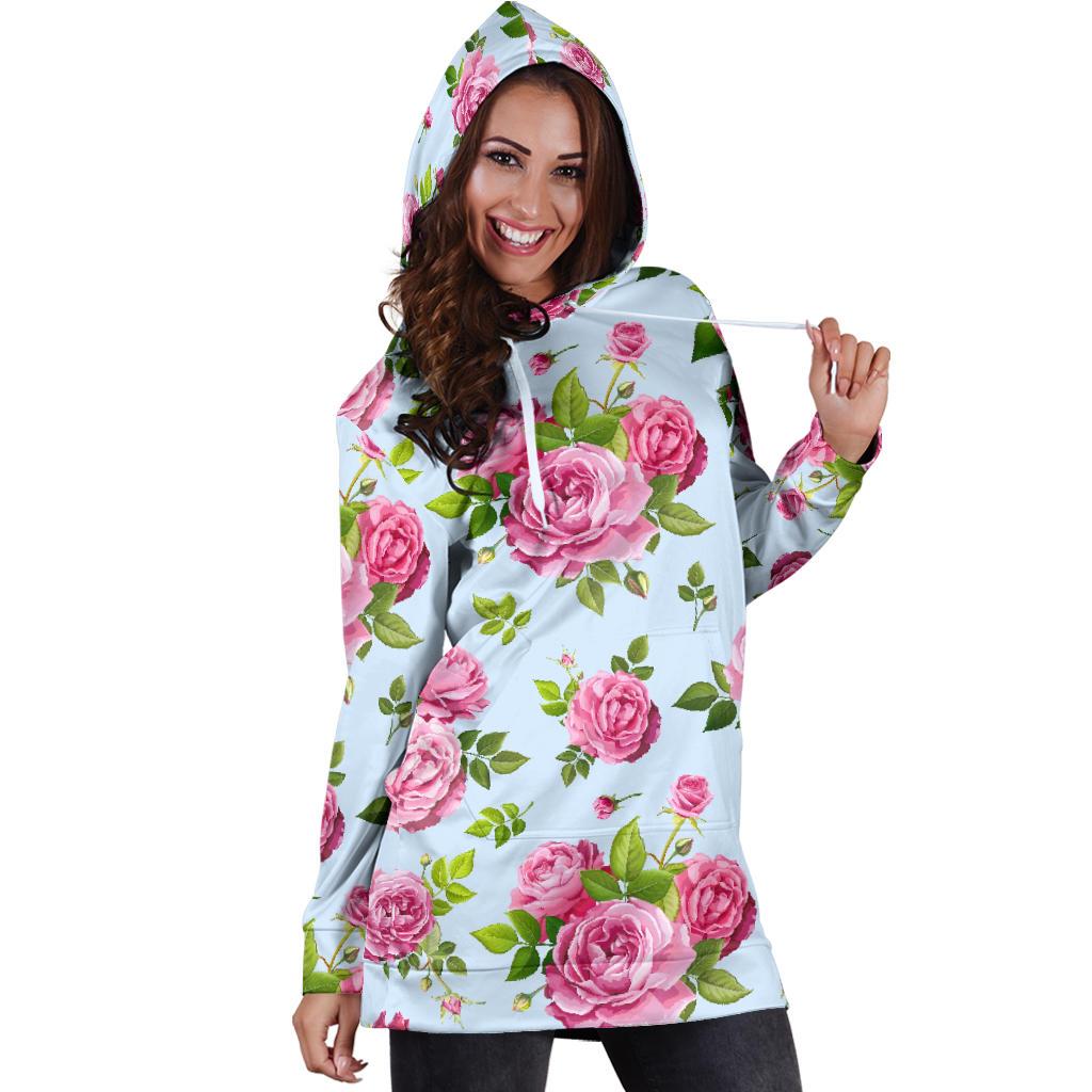 Rose Pink Pattern Print Design RO08 Women Hoodie Dress
