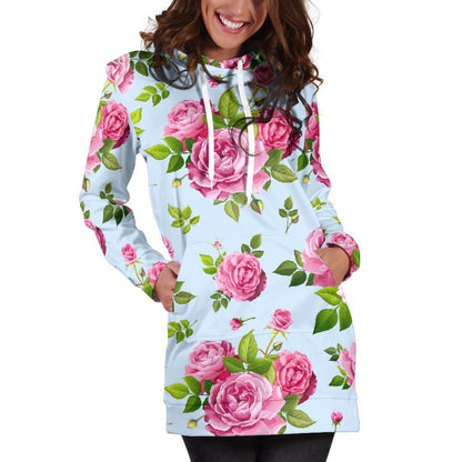 Rose Pink Pattern Print Design RO08 Women Hoodie Dress