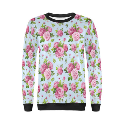 Rose Pink Pattern Print Design RO08 Women Long Sleeve Sweatshirt-JorJune