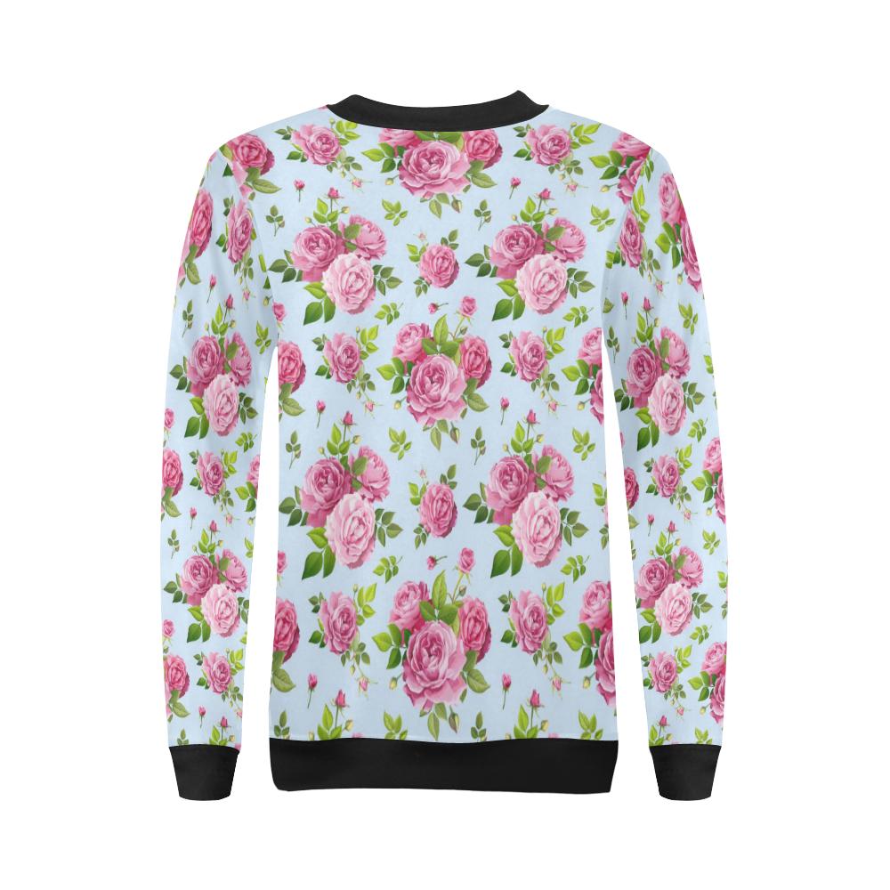 Rose Pink Pattern Print Design RO08 Women Long Sleeve Sweatshirt-JorJune