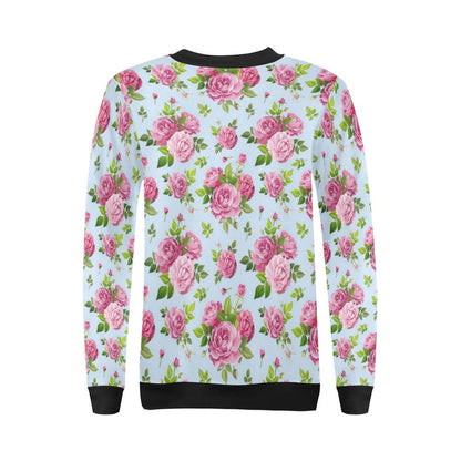 Rose Pink Pattern Print Design RO08 Women Long Sleeve Sweatshirt-JorJune