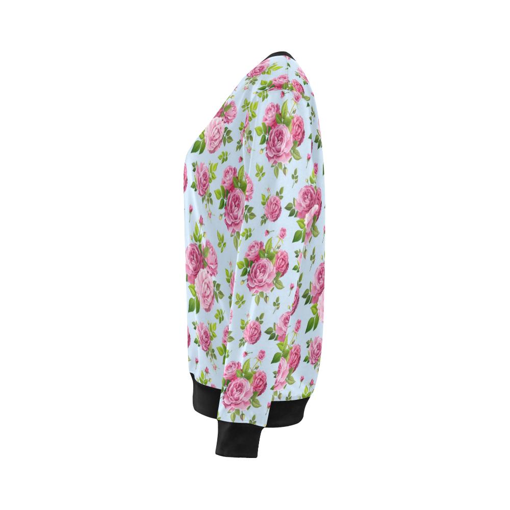 Rose Pink Pattern Print Design RO08 Women Long Sleeve Sweatshirt-JorJune