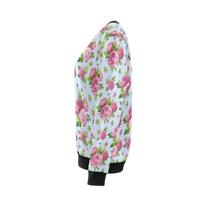 Rose Pink Pattern Print Design RO08 Women Long Sleeve Sweatshirt-JorJune