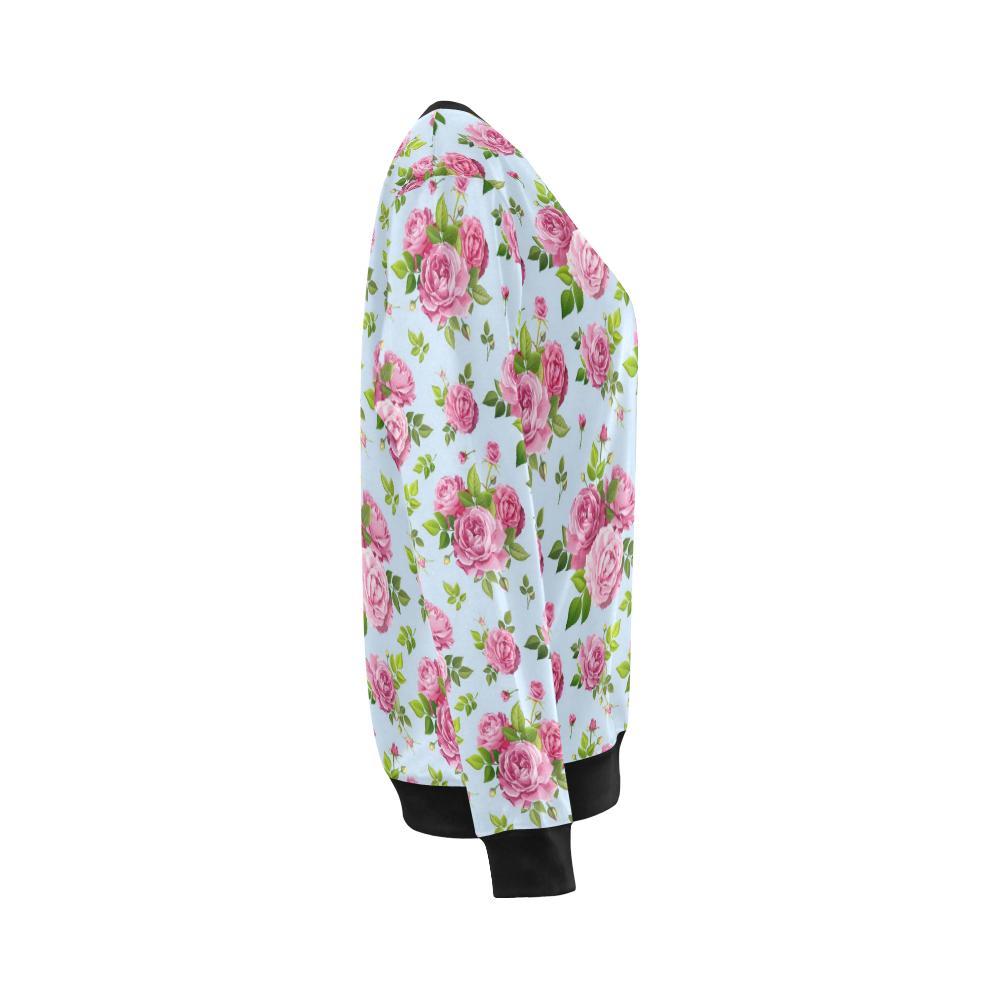 Rose Pink Pattern Print Design RO08 Women Long Sleeve Sweatshirt-JorJune
