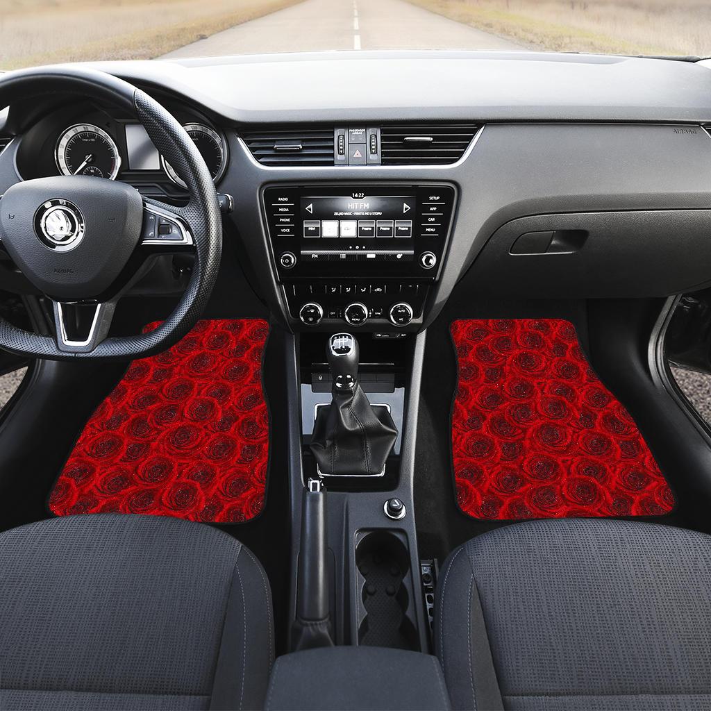 Rose Red Pattern Print Design RO04 Car Floor Mats-JORJUNE.COM