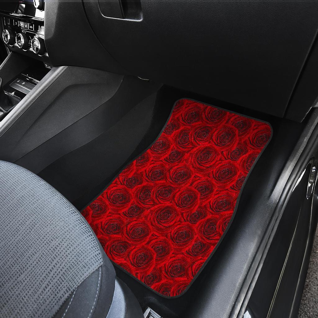 Rose Red Pattern Print Design RO04 Car Floor Mats-JORJUNE.COM