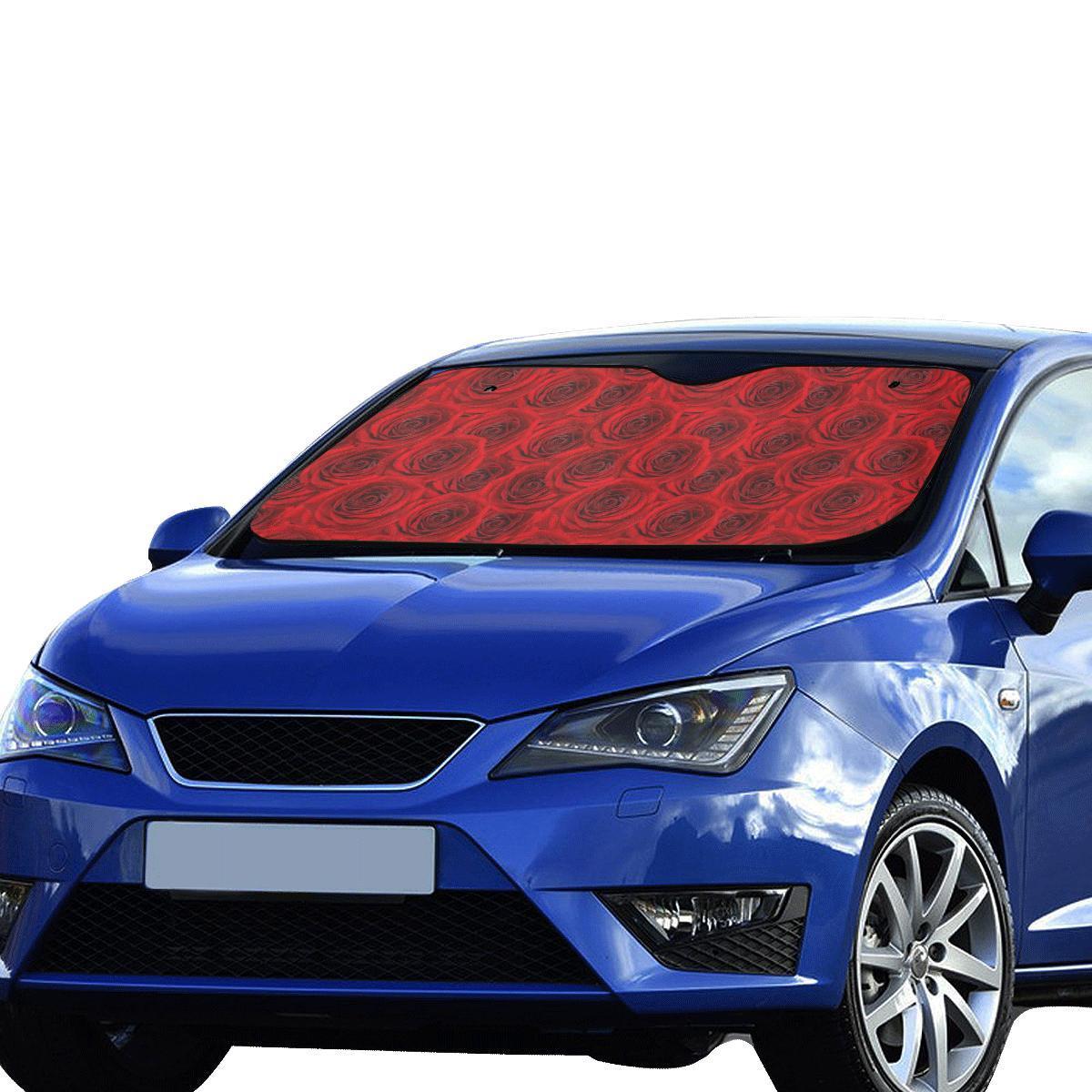 Rose Red Pattern Print Design RO04 Car Sun Shade-JorJune