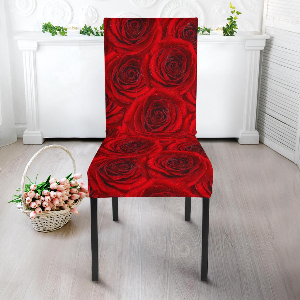 Rose Red Pattern Print Design RO04 Dining Chair Slipcover-JORJUNE.COM