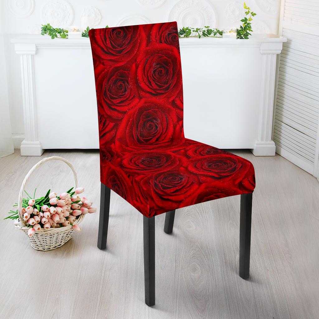Rose Red Pattern Print Design RO04 Dining Chair Slipcover-JORJUNE.COM