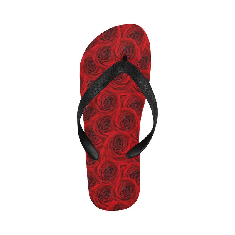 Rose Red Pattern Print Design RO04 Flip Flops-JorJune