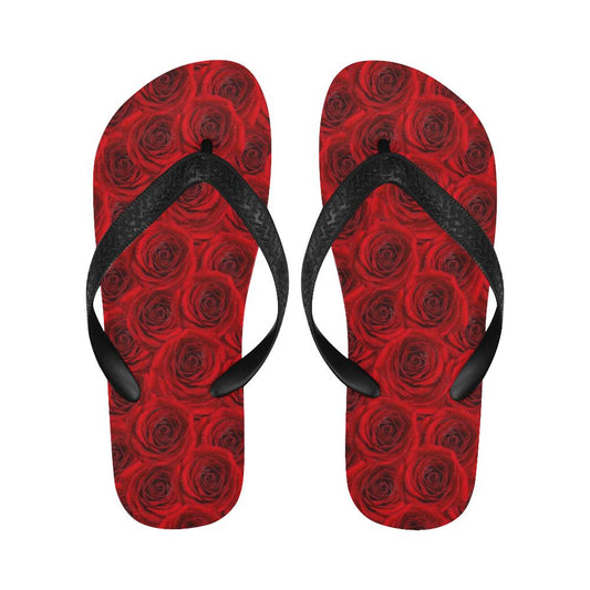 Rose Red Pattern Print Design RO04 Flip Flops-JorJune