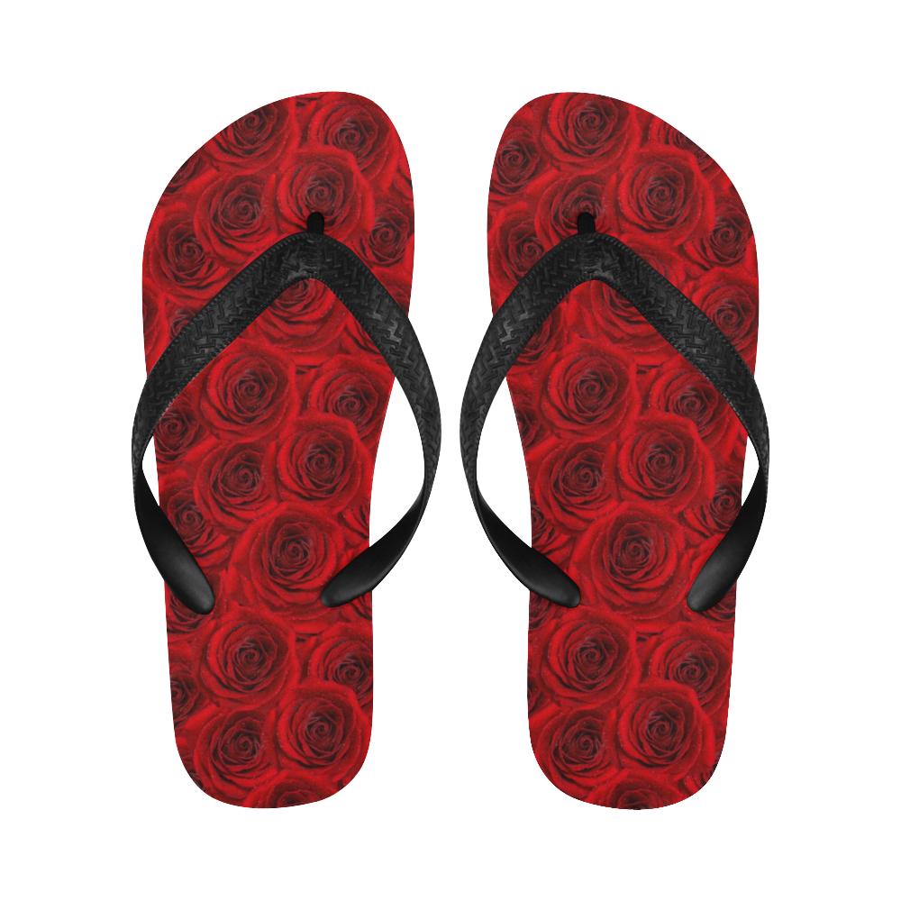 Rose Red Pattern Print Design RO04 Flip Flops-JorJune