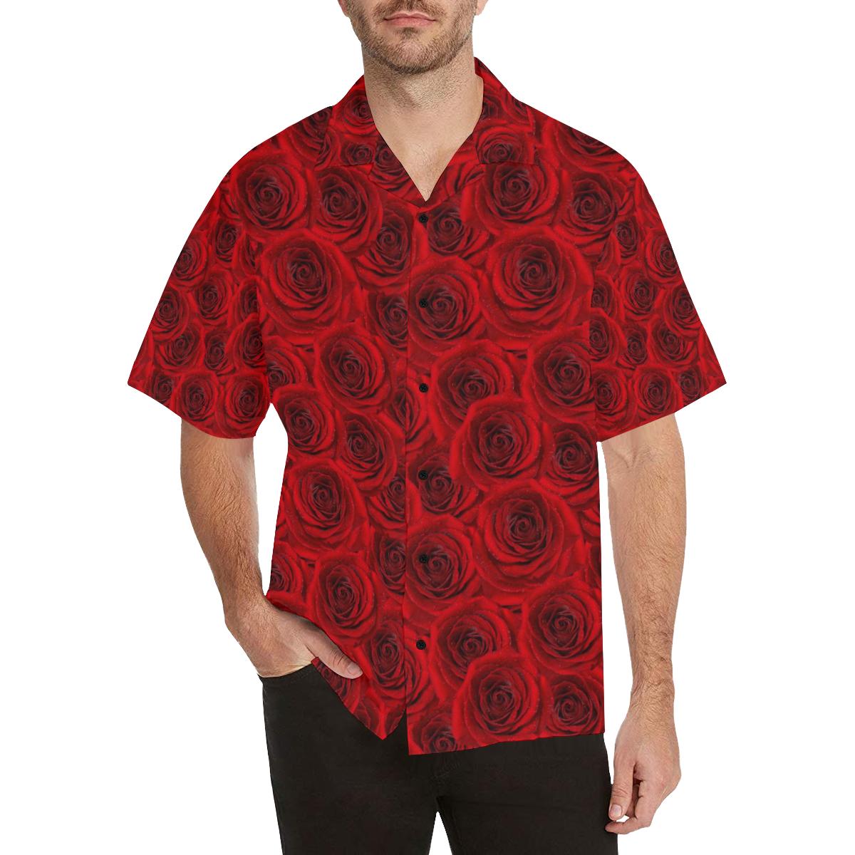 Rose Red Pattern Print Design RO04 Men Hawaiian Shirt-JorJune