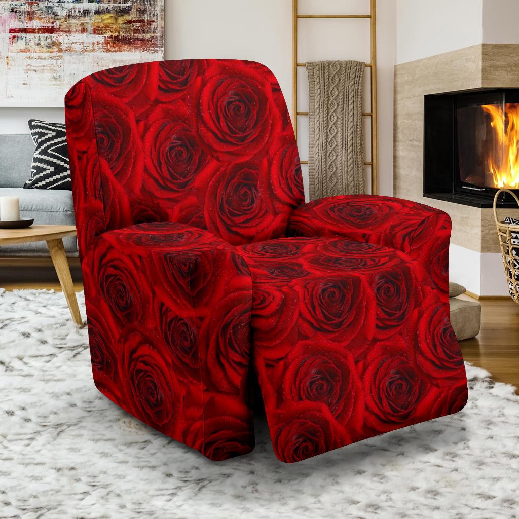 Rose Red Pattern Print Design RO04 Recliner Slipcover-JORJUNE.COM