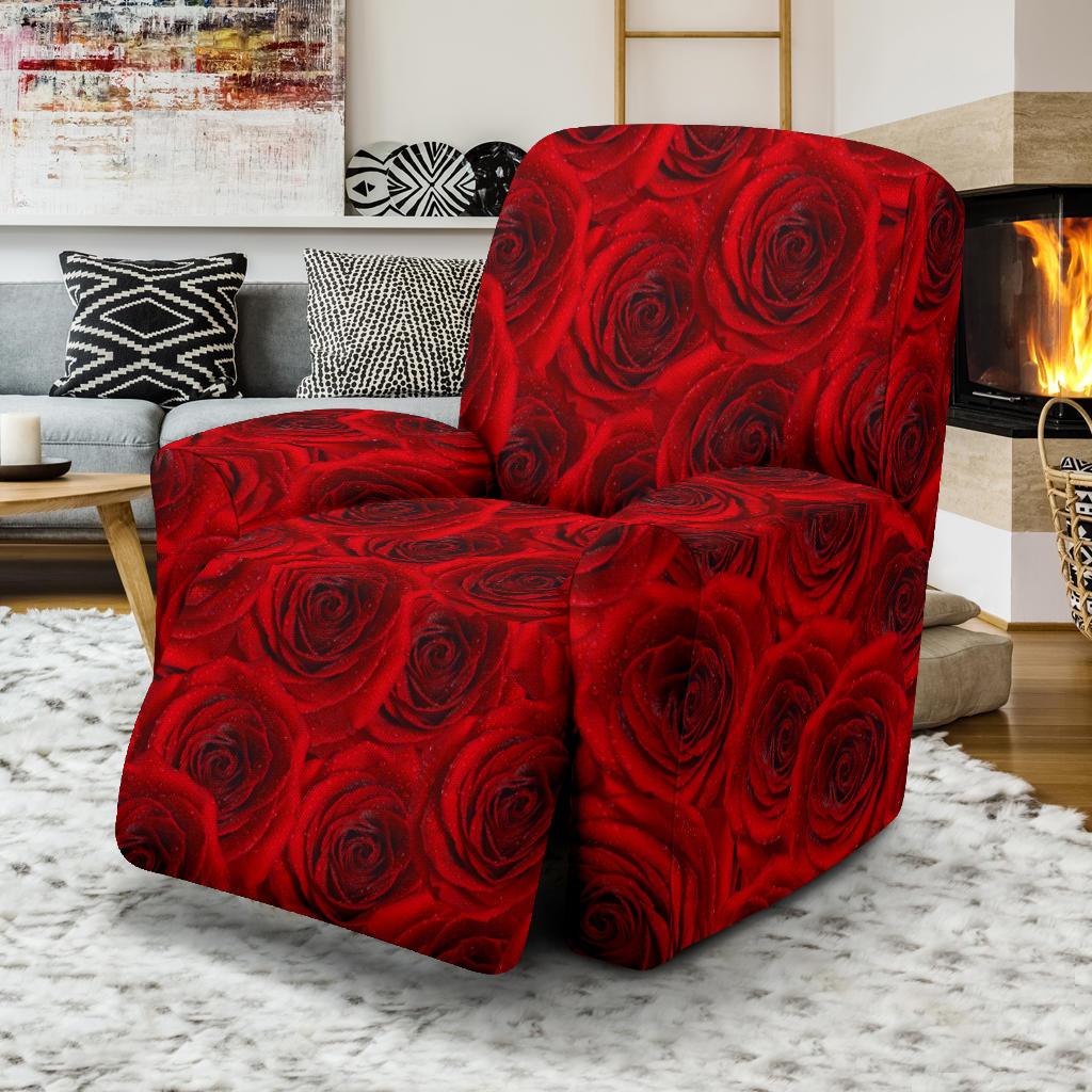 Rose Red Pattern Print Design RO04 Recliner Slipcover-JORJUNE.COM