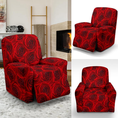 Rose Red Pattern Print Design RO04 Recliner Slipcover-JORJUNE.COM