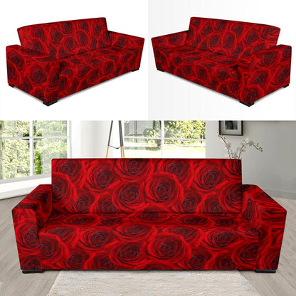 Rose Red Pattern Print Design RO04 Sofa Slipcover-JORJUNE.COM