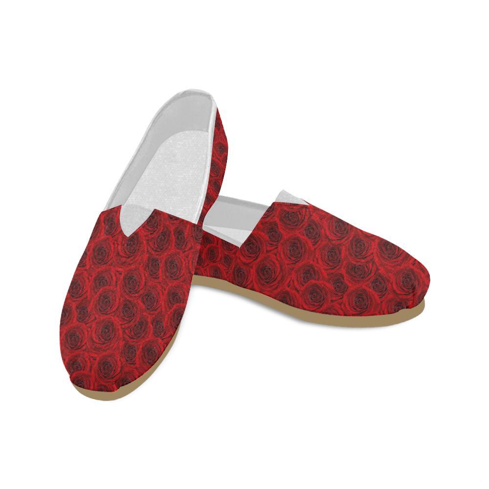 Rose Red Pattern Print Design RO04 Women Casual Shoes-JorJune.com