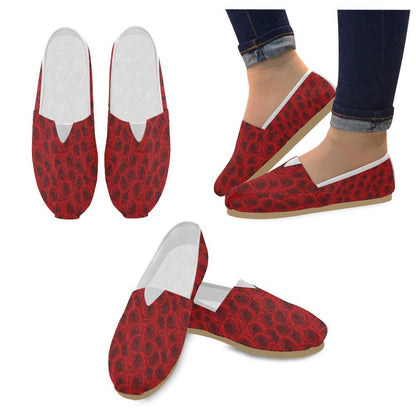 Rose Red Pattern Print Design RO04 Women Casual Shoes-JorJune.com